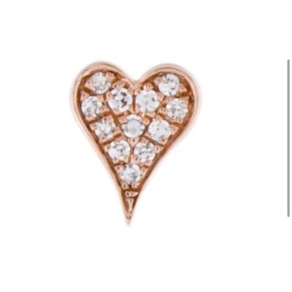 SHY CREATION 14K ROSE GOLD DIAMOND HEART STUD EARRINGS - Picture 2 of 4